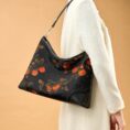 3_Xiangyunsha_Silk_Leather_Printed_Persimmon_Shoulder_Bag_YS220679