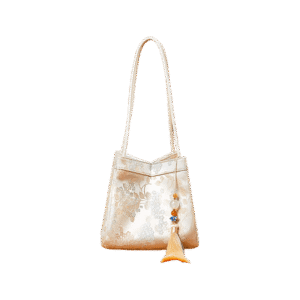 Jacquard Brocade Beige Bucket Handbag Floral New Chinese Style