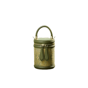 Song Brocade Leather Bucket Cylinder Bag