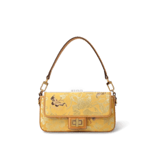 Luxury Yunjin Brocade Leather Handbag with Embroidered Butterfly Pattern