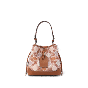 Luxury Zhuang Brocade Chrysanthemum Meander Motif Bucket Bag