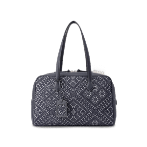Zhuang Brocade  Flying Swallow Motif  Embroidered Leather Handbag